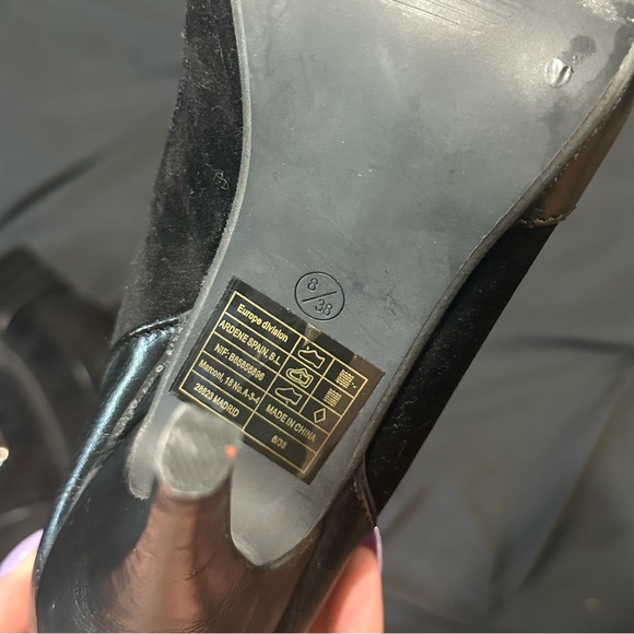 Black Strappy Stiletto Boots, US8 - Picture 2 of 5